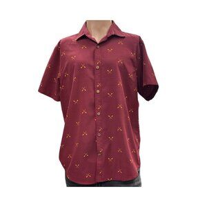 Tallwoods Mens Red Button front shirt short sleeve size M SKU 1577